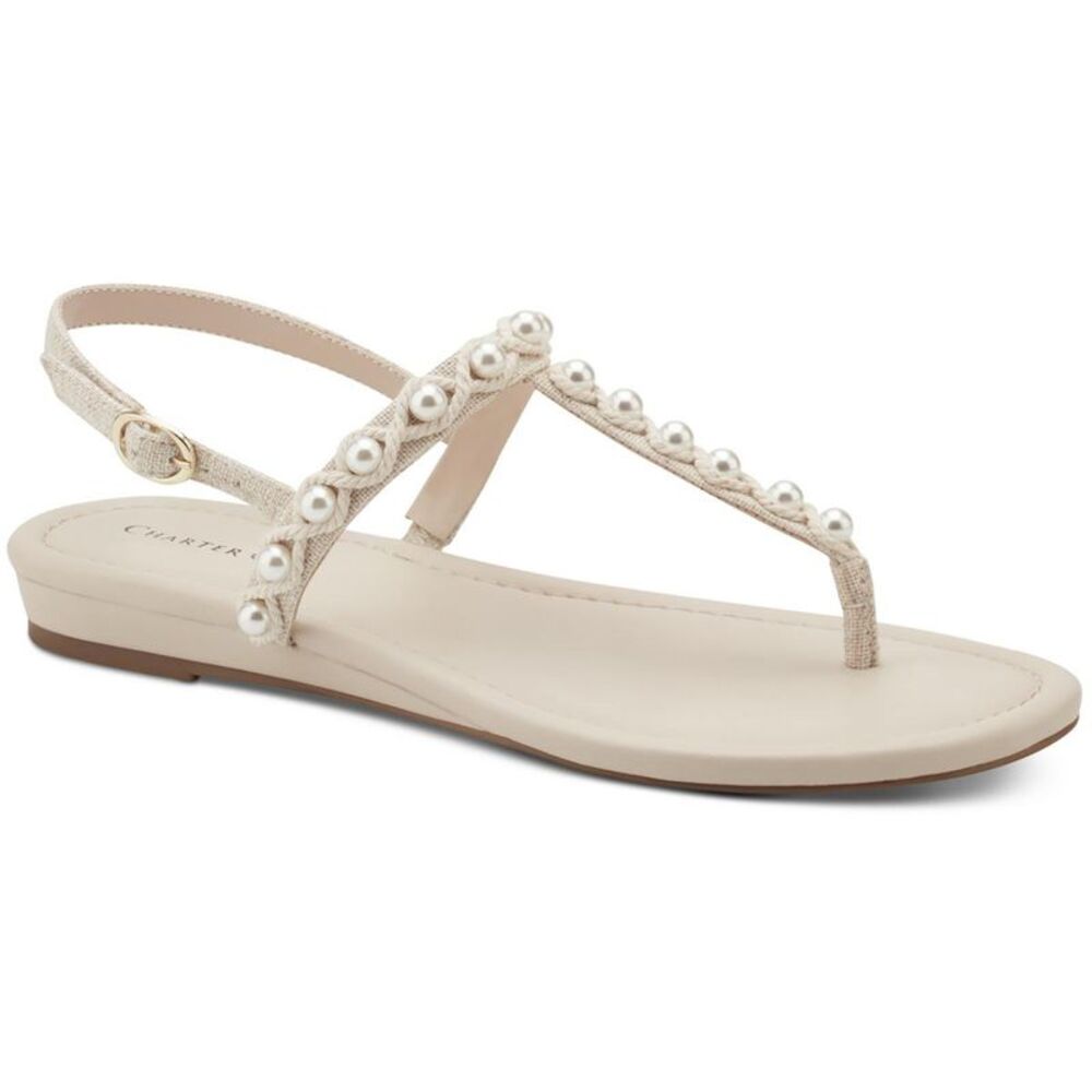 Charter Club Womens Avita Ivory Faux Leather Slingback Sandals Shoes NWT